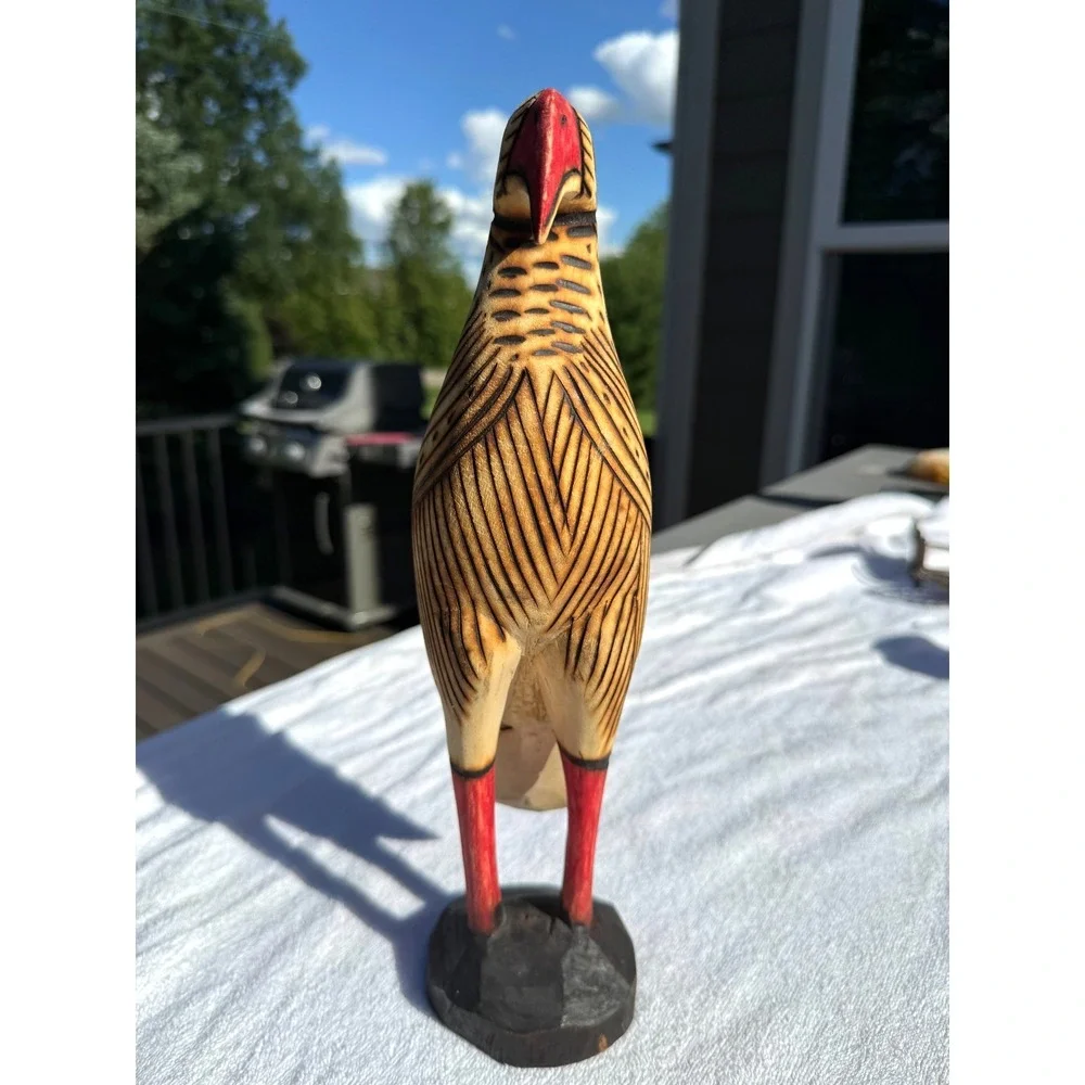 Unique Carved Wooden Artisan Bird Sculpture Toucan Folk Art 12